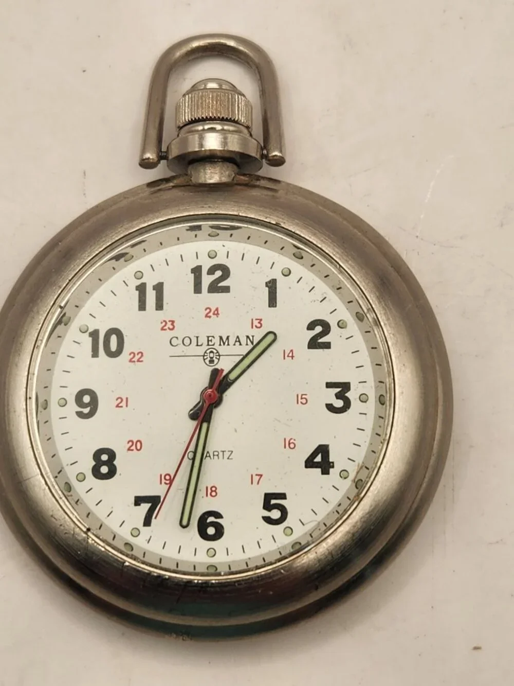 Coleman Pocket Watch SilverTone white Dial